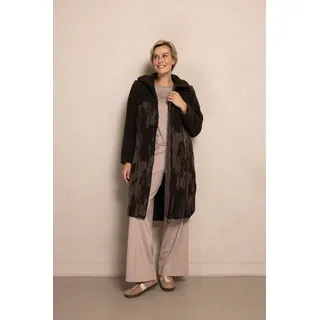 Fellimitatmantel ZHRILL "ZHKARTINI", Damen, Gr. XL, coffee, Fleece, Obermaterial: 100% Polyester, gemustert, knielang, abgesteppte Kante, Mäntel Fellimitatmantel, mit hohem Stehkragen, Regular Fit, mit Eingrifftaschen, casual Stil
