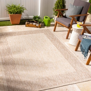 Livabliss Outdoor Teppich wetterfest, Crete - In und Outdoor Teppich für Balkon 160x213 cm, Terrasse, Garten, Küche - Outdoor Teppich Boho Style, Teppich für draußen - Teppich Beige und Creme