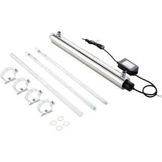 Vevor UV-Wasserreiniger 27 W 22,7 L/min vielseitiger Ultraviolett-Wasserreinigerfilter mit Edelstahlgehäuse, UV-Wasserfilte