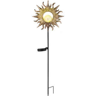 Globo LED Solarleuchte Metall Schwarz Matt Rostfarben Antik 81,5 cm x 24,2 cm