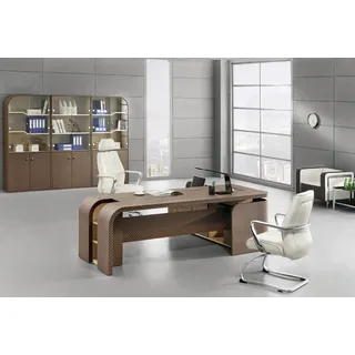 Moderner Eckschreibtisch aus MDF und Glas in eleganter Farbgebung