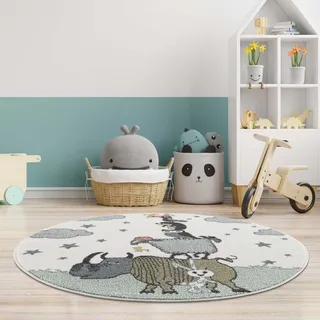 Carpet City "Anime9394", rund 11 mm Höhe Spielteppich mit Tieren, Weicher Flor, Pflegeleicht, Kinderzimmer,
