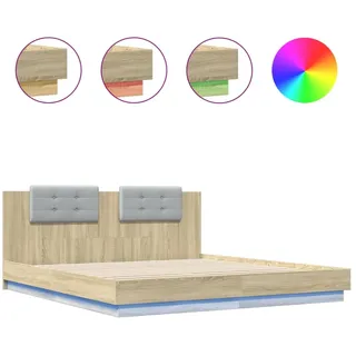vidaXL Bettgestell mit Kopfteil & LED-Leuchten Sonoma-Eiche 180x200 cm