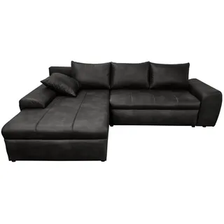 luma-home Eckcouch Leder-Optik 2-Sitzer Schwarz