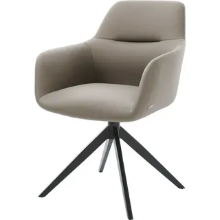 DeLife Drehstuhl Pejo-Flex Echt-Leder Schlamm Kreuzgestell breit Schwarz 360° drehbar Wippfunktion Taschenfederkern, Esszimmerstühle