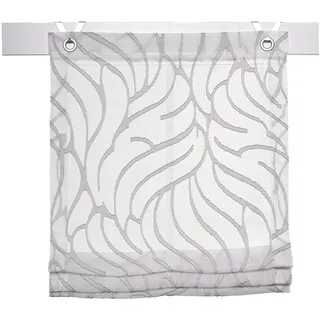 Raffrollo KUTTI "Skyline" Gr. 4, grau (weiß, grau), B:100cm H:130cm, Obermaterial: 100% Polyester, Raffrollos, Raffrollo, halbtransparent, Polyester