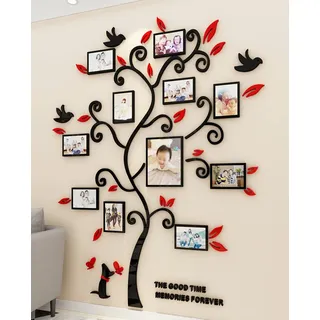 Wandaufkleber Baum Wandtattoo 3D DIY Familie Bilderrahmen Foto Sticker Familie Wandbilder Wandkunst für Hause Wohnzimmer Schlafzimmer