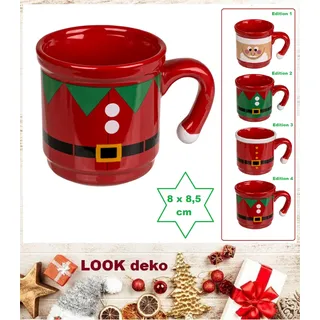 Weihnachtsmann-Jacke-Kaffeebecher-Tassen-Advent-Weihnachtstassen-Steingut 8,5cm