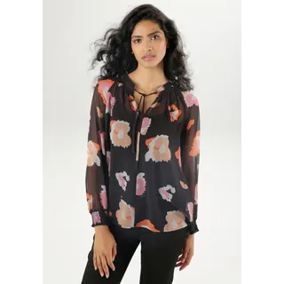 Aniston SELECTED Schlupfbluse aus transparentem Chiffon, schwarz