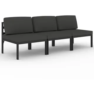 vidaXL Gartensofa 3-Sitzer Loungesofa anthrazit/grau