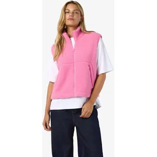 Fellweste NOISY MAY "NMMASEY SHORT TEDDY VEST FWD NOOS", Damen, Gr. XL, begonia pink, Obermaterial: 100% Polyester, unifarben, regular fit normal, Westen Fellweste