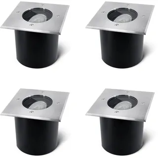 SSC-LUXon 4 Stück JADINA Boden Einbaustrahler flach schwenkbar Fassung für LED Modul - Bodeneinbauleuchte Außen IP67 quadratisch