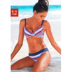 Bild von Bügel-Bikini Damen blau-rot-gestreift, Bikini-Sets, Cup G