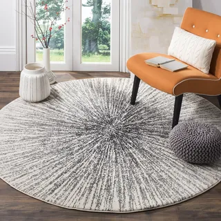 SAFAVIEH Traditionell Teppich für Wohnzimmer, Esszimmer, Schlafzimmer - Evoke Collection, Kurzer Flor, Silber und Elfenbein, 160 x 160 cm