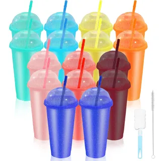 CoKeeSun 16 Stück Slush eis Becher, 24oz/710ml Trinkbecher, 8 Farben