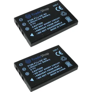 2x Trade-Shop Li-Ion Akku 3,7V für Toshiba PDR-T20, PDR-T30, PDR-5300, PX1657, PX1657E-1BRS, X-1657, PX-1657E-1BRS FujiFilm EasyPix F630, F401, F410, F601, F601Z, DTX5500, DVX5050, DVX5530 FULL-HD