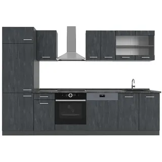 Vicco Küchenzeile R-Line 300 cm Schwarz Beton/Anthrazit