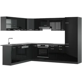 Vicco Winkelküche R-Line L-Form 227 x 287 cm Schwarz Hochglanz/Anthrazit