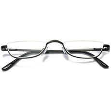VEVESMUNDO Lesebrille Metall Halbrandbrille Klassische Schmal Federscharnier Arbeitsplatzbrille Lesehilfe Sehhilfe mit sehstärke für Damen und Herren (1 Stück Schwarz, 1.5)