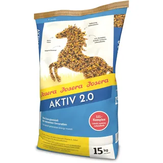 JOSERA Aktiv 2.0 (1 x 15 kg) | Premium Pferdefutter mit Vitamin E, Biotin, Selen und Omega 3 | magenschonend | Energiemüsli | vollwertig mineralisiert | 1er Pack