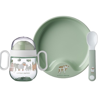 Mepal – Baby 3er Geschirrset Mio – Inklusive auslaufsicherem Trinkbecher, Lernteller & Lernlöffel – Spülmaschinengeeignet & BPA frei – 3er Set – Little Farm