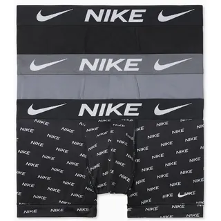 Trunk NIKE UNDERWEAR "TRUNK 3PK", Herren, Gr. XXL/54, 3 Stk., grau (nike logo print, cool grau, schwarz), Jersey, Obermaterial: 92% Polyester, 8% Elasthan, bedruckt, unifarben, körpernah, Unterhosen Trunk, mit Logo-Elastikbund