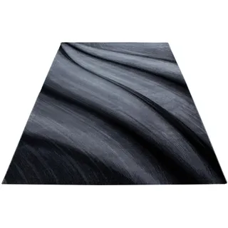 Ayyildiz Läufer , Schwarz , Textil , Wellen , rechteckig , 80x300 cm , Oeko-Tex® Standard 100 , für Fußbodenheizung geeignet, schmutzabweisend, für Hausstauballergiker geeignet, lichtunempfindlich, antistatisch, pflegeleicht, strapazierfähig, leicht zusammenrollbar , Teppiche und Böden, Teppiche, Teppichläufer, Läufer