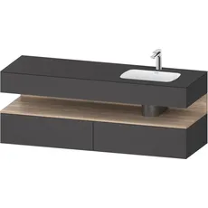 Duravit Qatego Einbauwaschtisch mit Konsolenwaschtischunterbau, 1600x550x600mm, Nische Eiche Mamoriert, Becken rechts, QA4796055, Farbe: Graphit matt