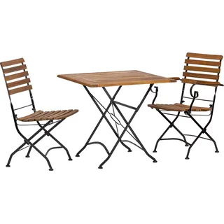 ACAMP Acamp, Set Lindau 1x Sessel 1x Stuhl 1x Tisch 80 cm) x 80 cm Teak-Schwarz FSC®