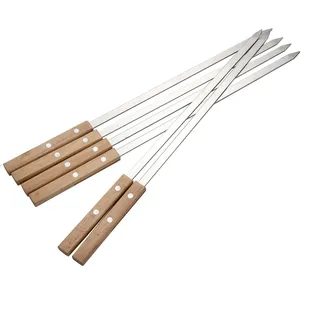 IMEEA 6 Stück Schaschlikspieße Grillspieße Edelstahl 42cm mit Holzgriff Wiederverwendbar Spieße Rostfrei & spülmaschinenfest BBQ Spieße für Fleisch, Gemüse, Kebab