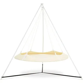 Hangout Pod Hängeliege Set cremefarbenes 1,8m mit weißem Gestell 2,4m, wetter...