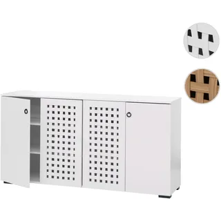 Sideboard HWC-N87, Kommode Schrank Anrichte, 3D-Flecht-Design 4 Türen 9 Staufächer 83x159x37cm ~ wei