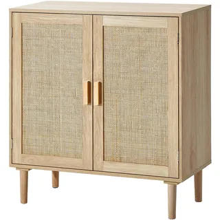 VEVOR Rattanschrank Rattankommode Aufbewahrungsschrank mit 2 magnetischen Türen & verstellbaren Regalen & Griffen, Sideboard-Buffetschrank für Flur Eingangsbereich Wohnzimmer Küche Flur