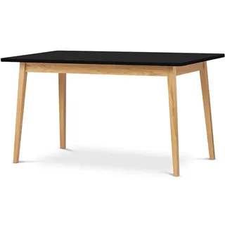 Konsimo Esstische Höhe 75cm und Eichenholzbeine "FRISK", Schwarz, Spanplatte, Scandinavian, 140x75x80cm - Schwarz