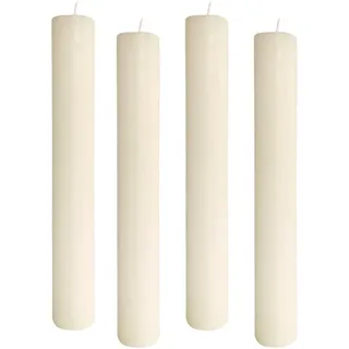 4er Pack Rustikale Stabkerzen H:24 cm Ø:3,4 cm - 24 Stunden Brenndauer - dicke Kerzen Dinnerkerzen Tafelkerzen Kirchenkerzen, Farbe:Greige