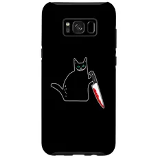 Hülle für Galaxy S8+ Lustige schwarze Katze mit blutigem Messer Grinse Katze
