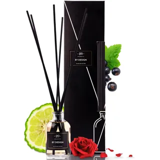 Raumduft Reed Diffuser mit 6 Duftstäbchen - Frisch Bergamotte, Rose & Schwarze Johannisbeere Duft, Lufterfrischer für Badezimmer, Wohnung Heimdekoration, Intensiv Raumduft Diffuser mit Stäbchen