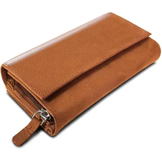 ROYALZ "Orelia Vintage Leder Geldbörse für Damen Portemonnaie groß mit vielen Fächern RFID-Blocker Brieftasche Querformat;Farbe:Sarano Braun