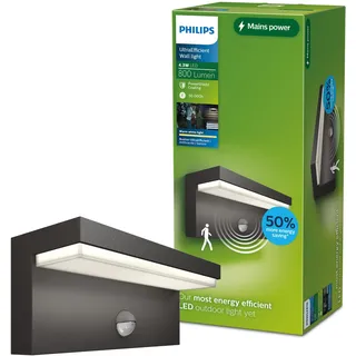 Philips Außenwandleuchte Aluminium 9,2 cm inkl. Bewegungsmelder anthrazit