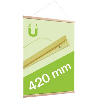 Posterleisten aus Holz, mit Aufhängeschnur und Magnetbefestigung 420 mm | Eiche