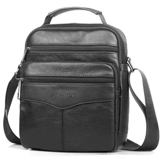 SPAHER Umhängetasche Leder Herren Groß Crossbody Bag Messenger Bags Herrentasche Schultertasche Echtes Leder Handgelenktasche Herren Schultertasche Geschenk für Männer