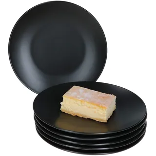 MamboCat Kattegat 6er Set Kuchenteller I 6 Personen I Ø 20 cm I Schwarz matt I Dessertteller, Frühstücksteller I Steingut-Geschirr
