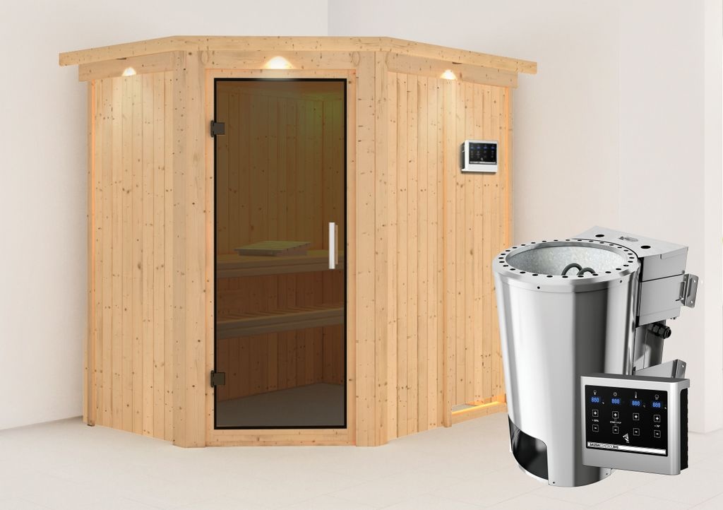 Bild von Sauna Saja Eckeinstieg, 3,6 kW Bi o-Ofen externe Strg. easy