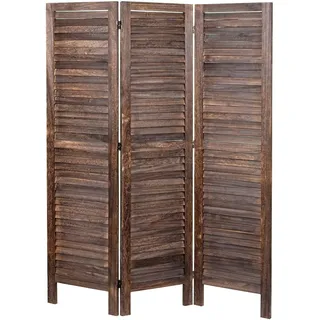 Mendler Paravent HWC-G30, Trennwand Sichtschutz Raumteiler, Shabby-Look 170x120cm ~ braun
