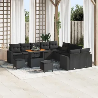 vidaXL Gartensofa-set 13 stk. Schwarz Poly-Rattan - Schwarz