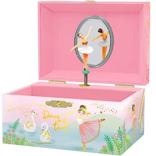 Giggle & Honey® Ballett Kindergeburtstag Gastgeschenke Mädchen, Music Box | Schmuckkasten Kinder Mädchen mit Ballerina und Spiegel, Spieluhr Schmuckkästchen, Geschenke für 4 Jährige Mädchen