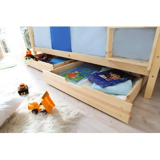 TICAA Schubkasten TICAA, beige (kiefer massiv natur), B:98cm H:18cm T:88cm, Massivholz, Schubladen, Schubkasten, mit belüfteter Bodenplatte