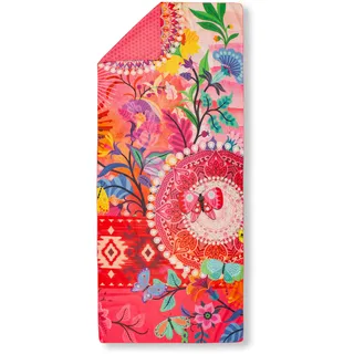 hip Strandtuch »Giselah« Baumwolle, Velours, 100x180, Weich, Strand, Mandala, Rosa, Rot, Bunt, rot