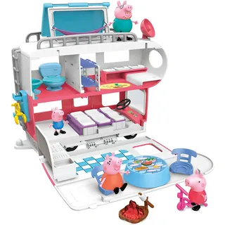 Peppa Pig Peppa’s Adventures Wohnmobil von Familie Wutz Vorschulspielzeug, umbaubares Fahrzeug, spielt Geräusche und Musik, ab 3 Jahren , Enthält Spielset, 4 Figuren und 13 Accessoires, geeignet, único