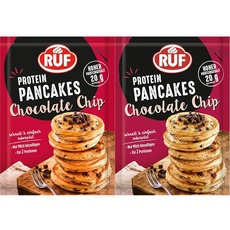 RUF Protein Pancakes Chocolate Chip mit herben Zartbitter Chocolate Chunks, schnell zubereitet, Power-Frühstück, hoher Proteingehalt, 1 x 150g-Beutel (Packung mit 2)